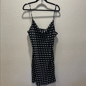 Black and White Polka Dot Mini Slip Dress